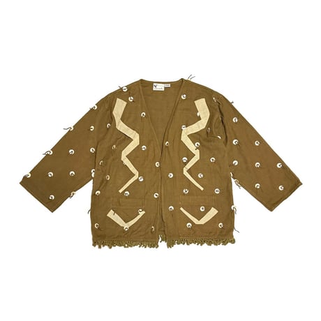 【USED】90's YAK MAGIK Shell Button & Hemp Embellished Jacket