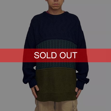 【USED】90's Eddie Bauer Oversized 3-Panel Textured Cotton Knit Sweater