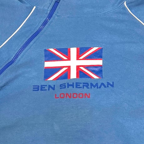 【USED】90's Ben Sherman LONDON DIAGONAL ZIP MOCK-NECK SWEATSHIRT