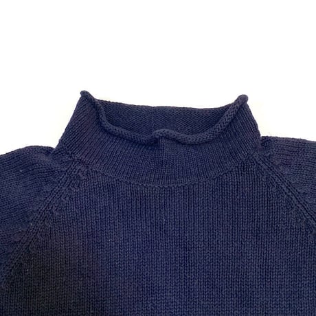 【USED】90'S-00'S J.CREW COTTON KNIT ROLL NECK SWEATER NAVY