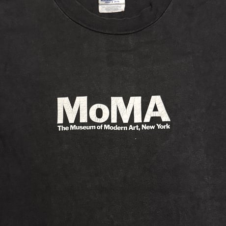 【USED】00's MoMA Logo Print T-shirt Fade Black