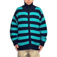 【USED】80's Yves Saint Laurent “Diffusion Hommes” Striped Zip Knit Jacket Made in Spain