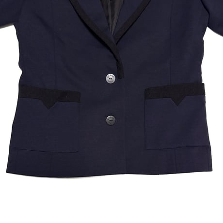【USED】CHANEL UNIFORM 2014PRE Navy Tailored Jacket Made in France