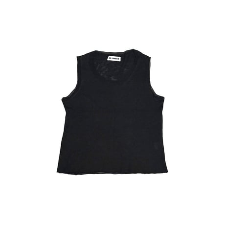 【USED】00's JIL SANDER Sheer Viscose Knit Tank Top Black