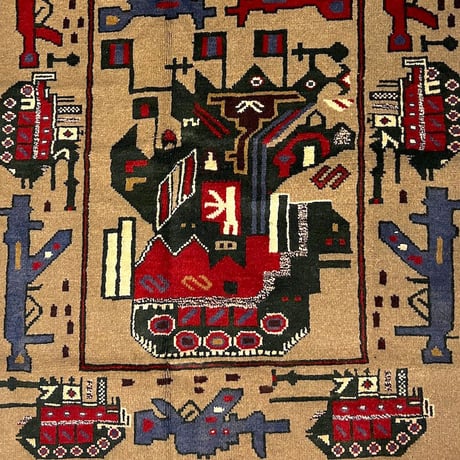 【USED】90'S-00'S HANDMADE AFGHAN WAR RUG ④