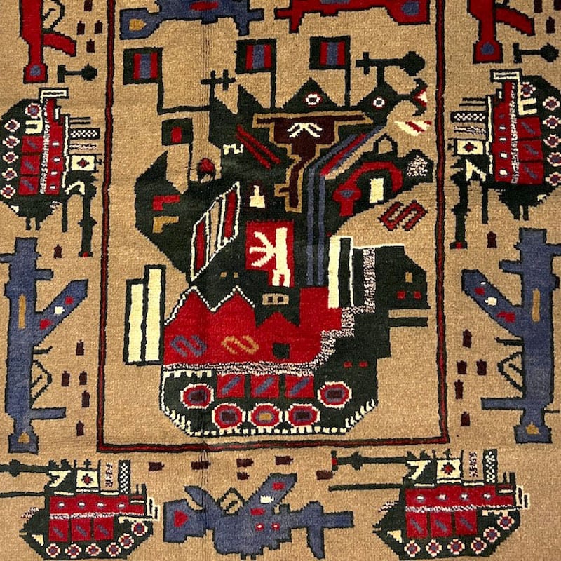 USED】90'S-00'S HANDMADE AFGHAN WAR RUG ④ | KON