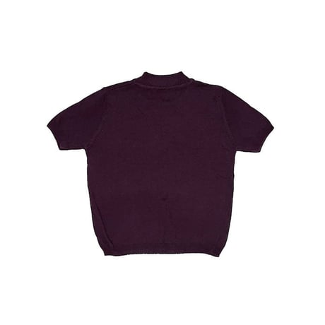 【USED】70'S-80'S BURGUNDY S/S BOTTLE KECK KNIT