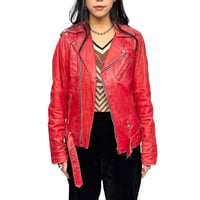【USED】90's Red Leather Compact Double Riders Jacket