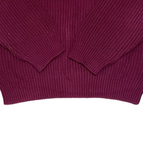 【USED】90'S Eddie Bauer COTTON KNIT SWEATER BURGUNDY