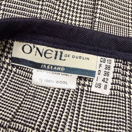 【USED】90's O'NEIL OF DUBLIN Asymmetric Patchwork Wool Wrap Skirt