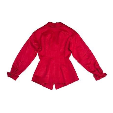 【USED】90's Karl Lagerfeld WOOL BLEND PEPLUM BLAZER RED