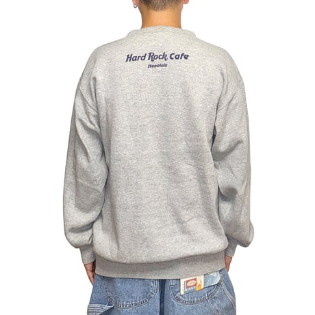 【USED】90's Hard Rock Cafe Honolulu Flock Print Sweatshirt Made in USA