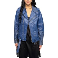 【USED】90's Blue Leather Compact Double Riders Jacket