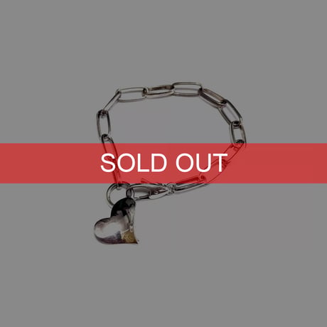【USED】Vintage Sterling Silver Heart Charm Chain Bracelet