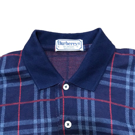 【USED】90'S  BURBERRYS NOVA CHECK POLO SHIRT NAVY