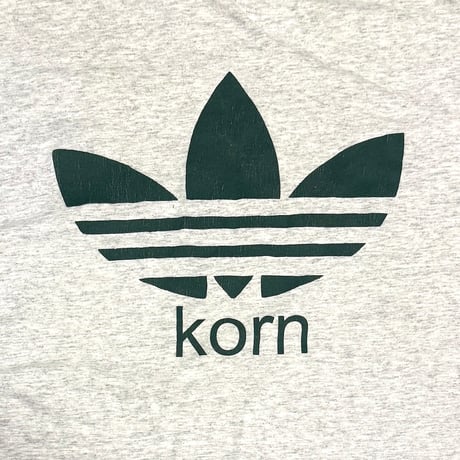 【USED】90's-00's Korn x Trefoil Parody T-shirt