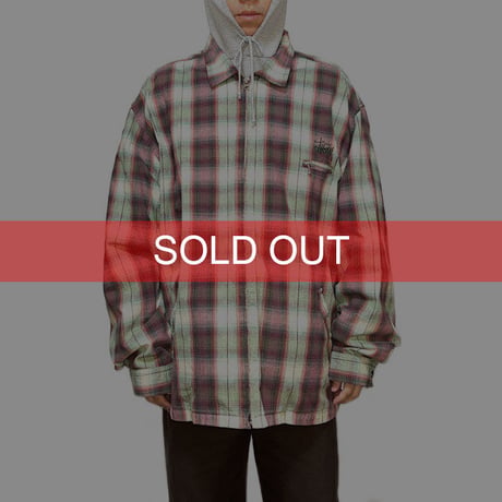 【USED】80'S-90'S OLD STUSSY OMBRER CHECK ZIP UP COTTON JACKET