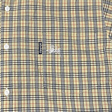 【USED】90'S BOOTLEG STUSSY NOVA CHECK B.D SHIRT