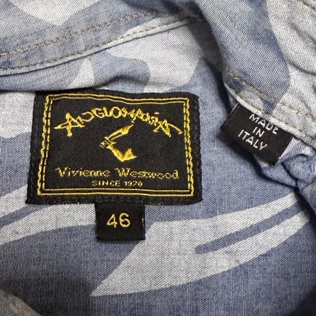 【USED】90's-00's Anglomania Vivienne Westwood All-Over Icon Shirt with Peter Pan Collar