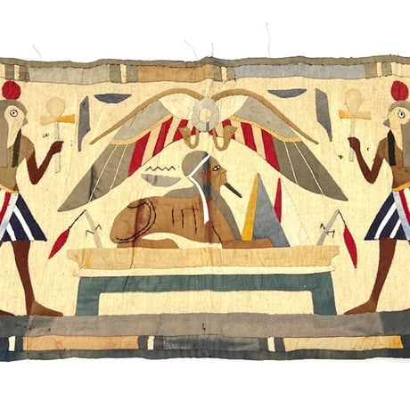 【USED】30'S-50'S HANDMADE EGYPTIAN PATCHWORK ART SPHINX
