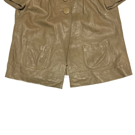 【USED】 00's DONNA by Hallhuber Lamb Nappa Leather Short Sleeve Jacket