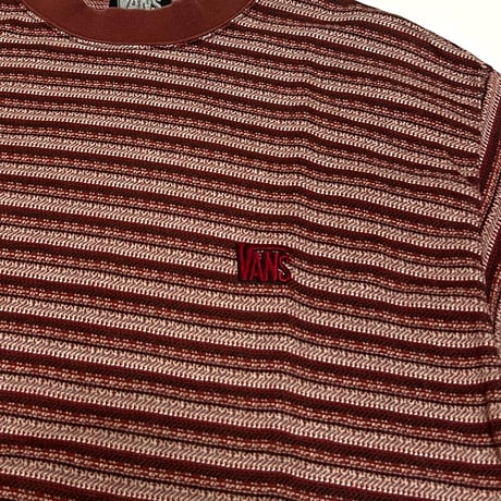 【USED】90's VANS JACQUARD WEAVE BORDER T-SHIRT