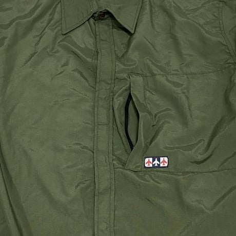 【DEAD STOCK】90'S FLY NYLON RIP STOP SHIRT "OLIVE GREEN"