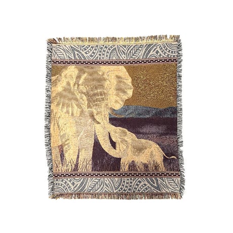 【USED】90'S AFRICAN ELEPHANT WOVEN BLANKET