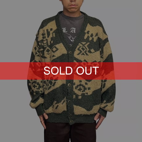 【USED】90's GIVENCHY GENTLEMAN Mohair Wool Pattern Cardigan
