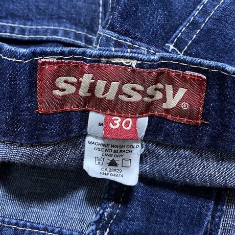 【USED】90'S STUSSY DENIM CARGO SHORTS