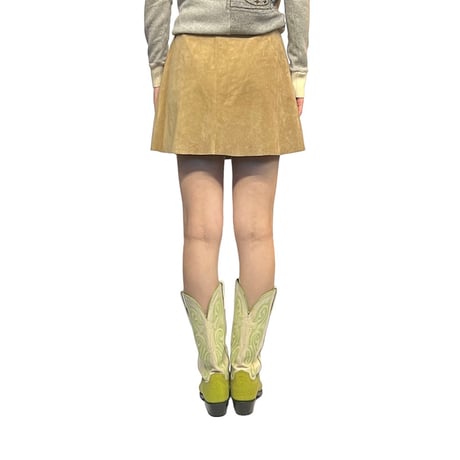 【USED】80's-90's SUEDE LEATHER BUTTON MINI SKIRT