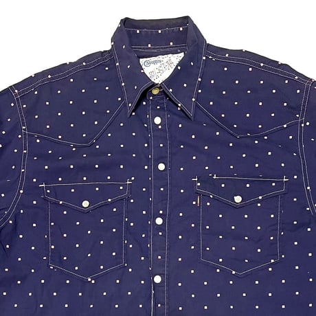 【USED】80's CIMARRON MALAGUENA SQUARE DOT PATTERN WESTERN SHIRT