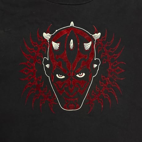 【USED】90's-00's Star Wars Episode 1 Darth Maul Flocked Print T-Shirt