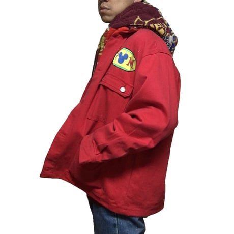 【USED】80'S DISNEY MICKEY & CO DENIM JACKET RED