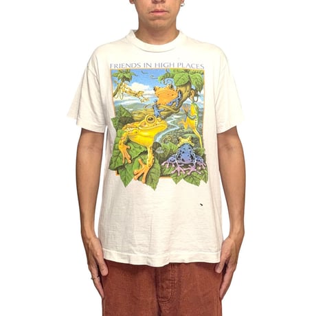 【USED】90's Human-i-Tees “FRIENDS IN HIGH PLACES” Organic Acid Frog T-shirt