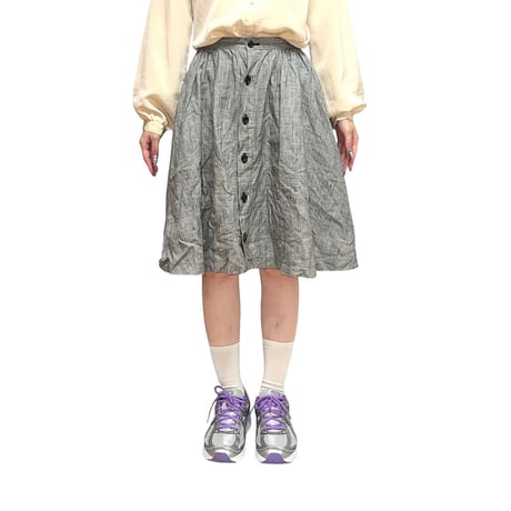 【USED】tricot COMME des GARCONS 1990 GLEN CHECK CREASED SKIRT