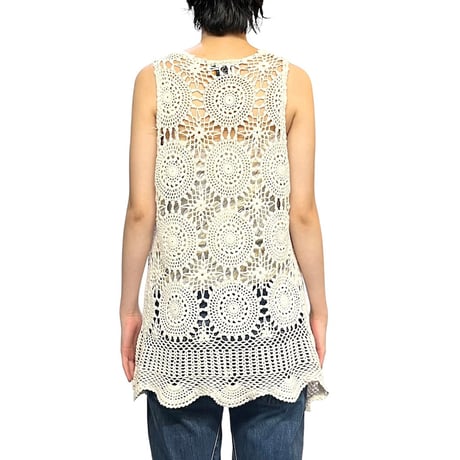【USED】90s Miss DAISY U.S.A. CROCHET KNIT VEST