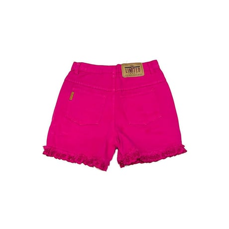 【USED】90'S LIMITED JEANS PINK COTTON SHORTS HEM LACE