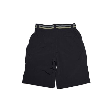 【USED】00's NIKE Ripstop Nylon Shorts Black with Dual-Tone Waist Stripe