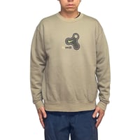 【USED】00's NIKE Hand-Spinner Flocked Logo Crewneck Sweatshirt Sand Khaki