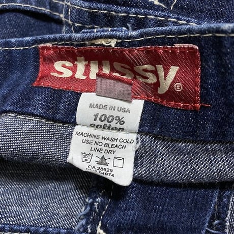【USED】90'S STUSSY DENIM CARGO SHORTS
