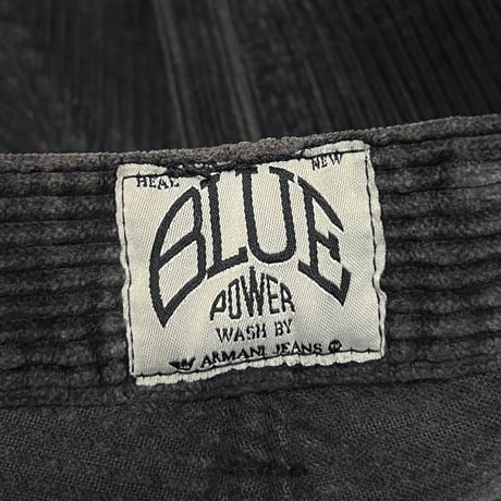 【USED】80's BLUE POWER WASH BY ARMANI JEANS CORDUROY PANTS SLATE BLACK