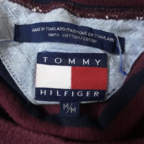 【USED】90'S TOMMY HILFIGER BORDER HI-NECK L/S TOP