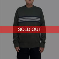 【USED】00'S ST. JOHN'S BAY LINE COTTON KNIT SWEATER KHAKI