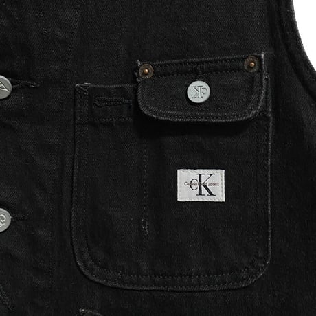【USED】90'S CK CALVIN KLEIN JEANS HONDA AIR BRUSHED BLACK DENIM VEST