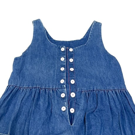 【USED】80'S JEANETTE DENIM STRAP TUNIC DRESS