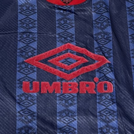 【USED】90'S OLD UMBRO PRO TRAINING FLOCKY PRINT FOOTBALL GAME T-SHIRT