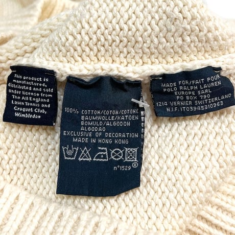 【USED】90'S POLO BY RALPH LAUREN SHAWL COLLAR COTTON SWEATER