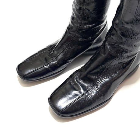 【USED】PRADA LINEA ROSSA PATENT LEATHER LONG BOOTS