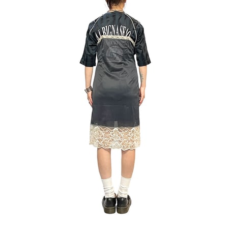 【USED】60's Perlon LINGERIE SLIP DRESS DARK GRAY